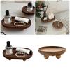 Holz-Schminkschale mit texturierten Schmuckorganisatoren Schale Eleganter Holzsockel für Kommode und Nachttisch Display
