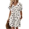 Short Sleeve Women's Dress Casual Dresses With Pockets V Neck Vocation Boho Beach Sundress