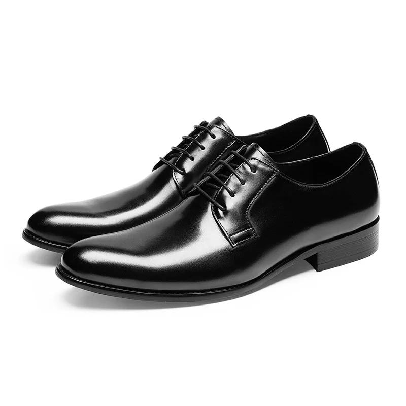 Fashion 2024 Men's Genuine Leather Shoes Business Dress Elegant Gentleman Oxford Shoes Simple British Style Wedding Shoes Banquet Shoes