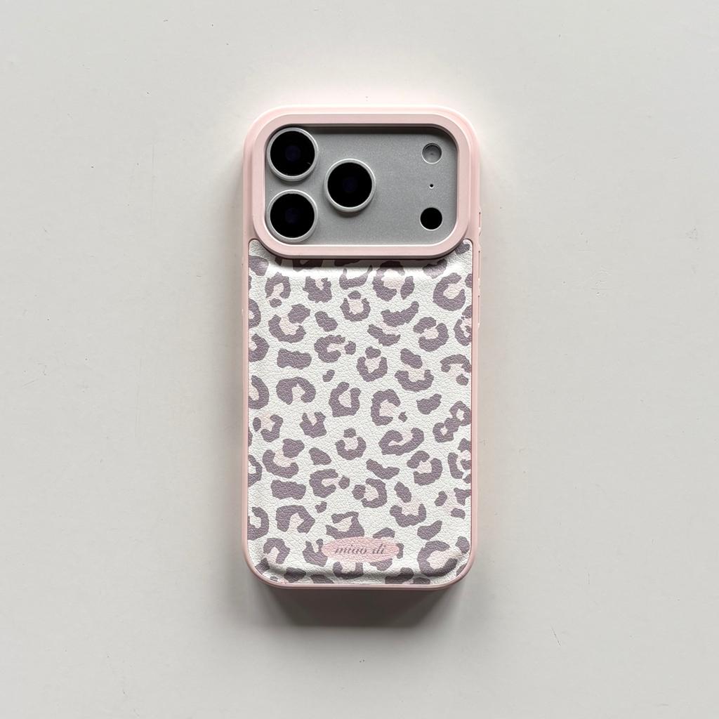 Fashion Sweet Pink Leopard Print Leather Shockproof Protective Phone Cover Case for iPhone 17 16 15 14 Pro Max