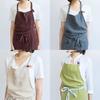 Alukya Linen Apron, Cafe Style, Covers Your Bottom, Simple Design with Pockets, for Home Use (Coffee)
