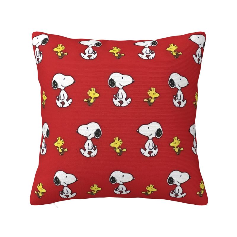 Custom Disney Snoopy Woodstock Cartoon Beagle Pillow Home Decorative Nordic Cushion Decoration Salon Square Pillowcase