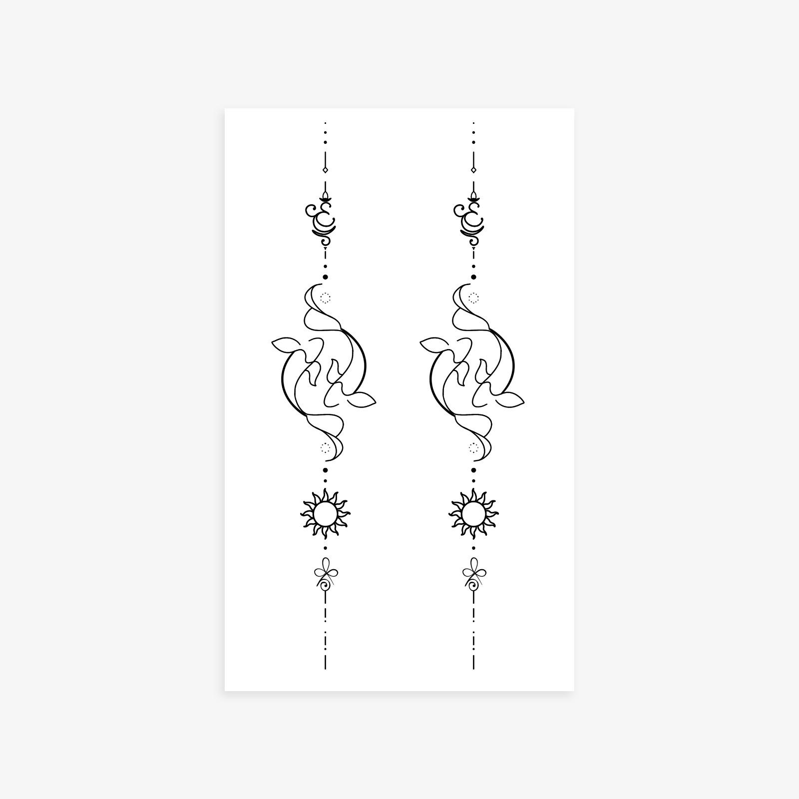 

Koi Lines Back Tattoo Sticker Waterproof Female Lasting Senior Feeling Arm Sexy Non-Reflective 9*15