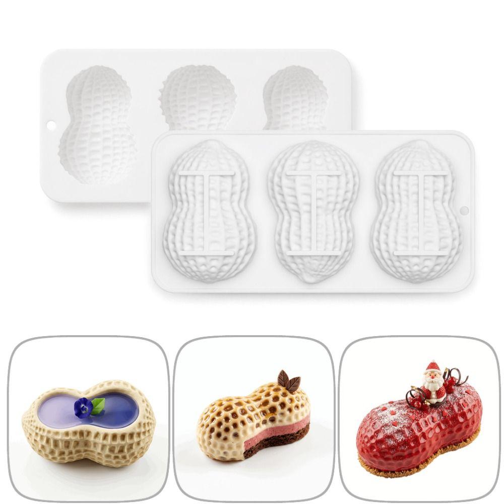 Stampo per Torta Mousse di Arachidi in Silicone per Uso Alimentare 3 Celle Stampo da Forno Nuovo Stampo per Cioccolato Strumenti da Forno