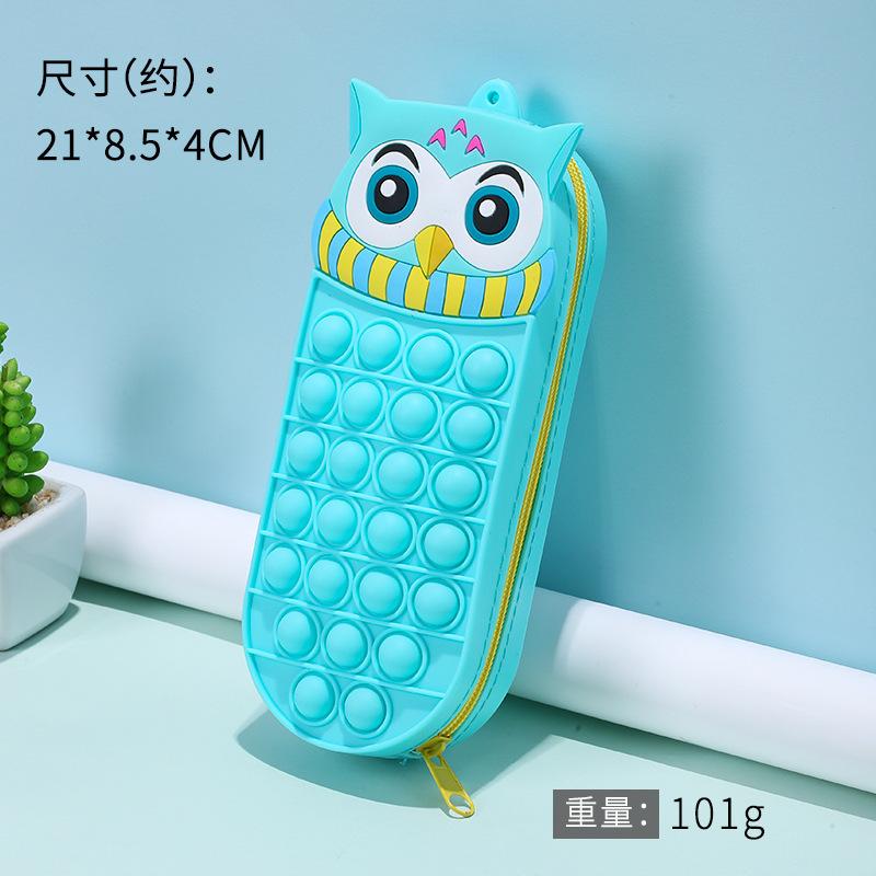 Cartoon Silicone Pencil Case Pop It Fidget Toy Stress Relief Multifunctional Stationery