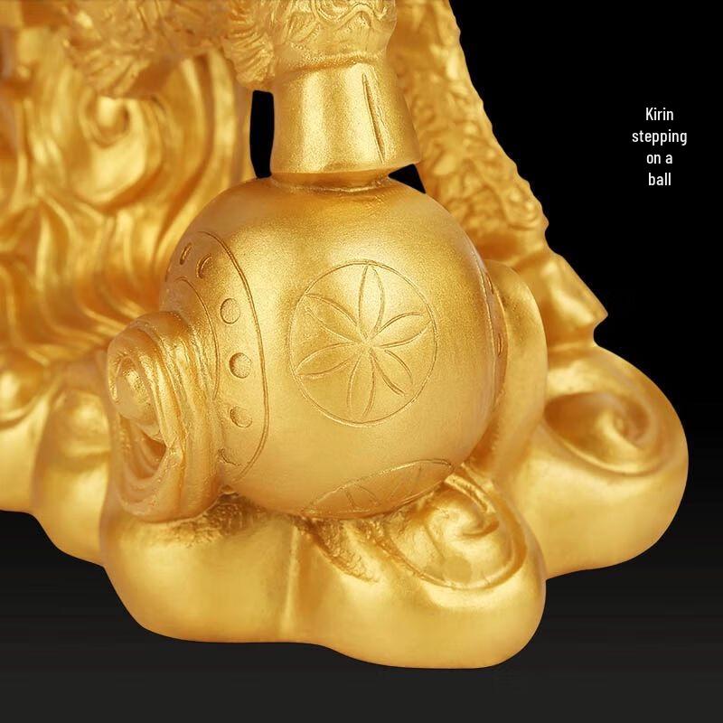 Chinese Blessing Qilin Resin Statue Pair