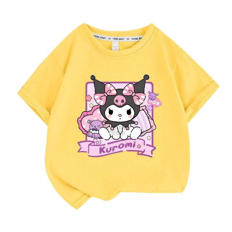 2026 New Series - Sanrio Summer Children's Clothing Cute Kuromi Print Simple Casual T-Shirt