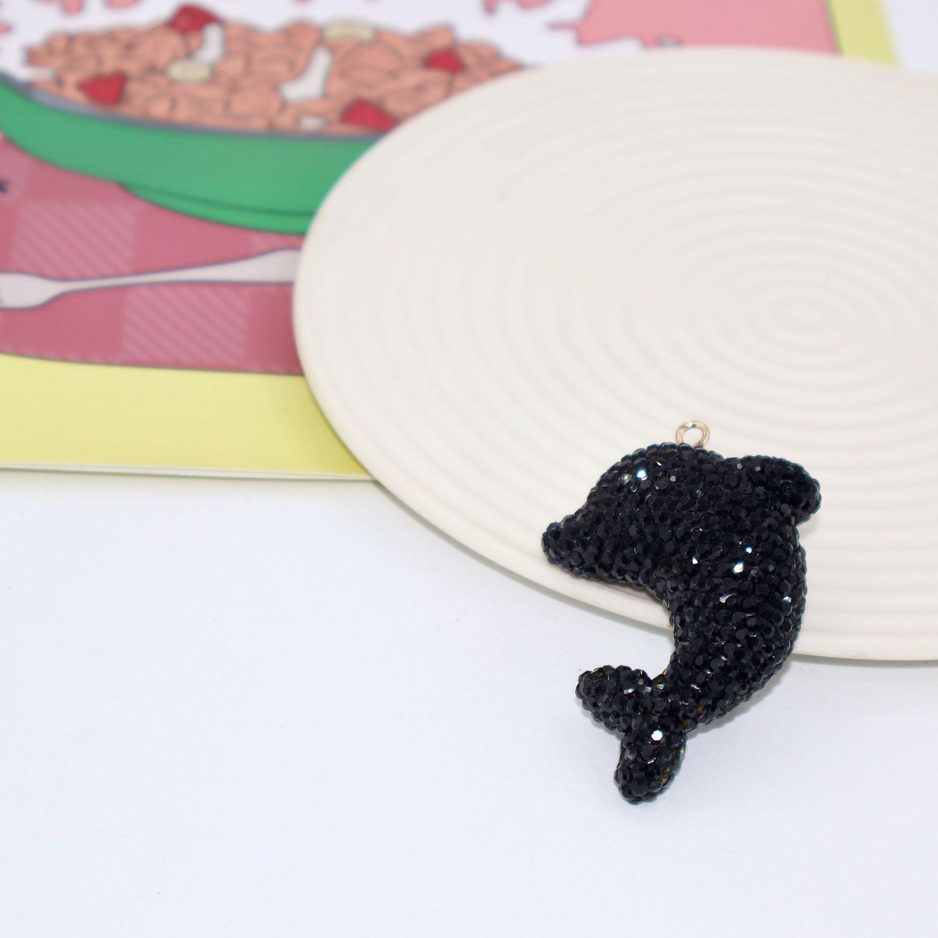 Colorful Polymer Clay Dolphin Keychain with Rhinestone Inlay - Cute Bag Pendant and Car Accessory