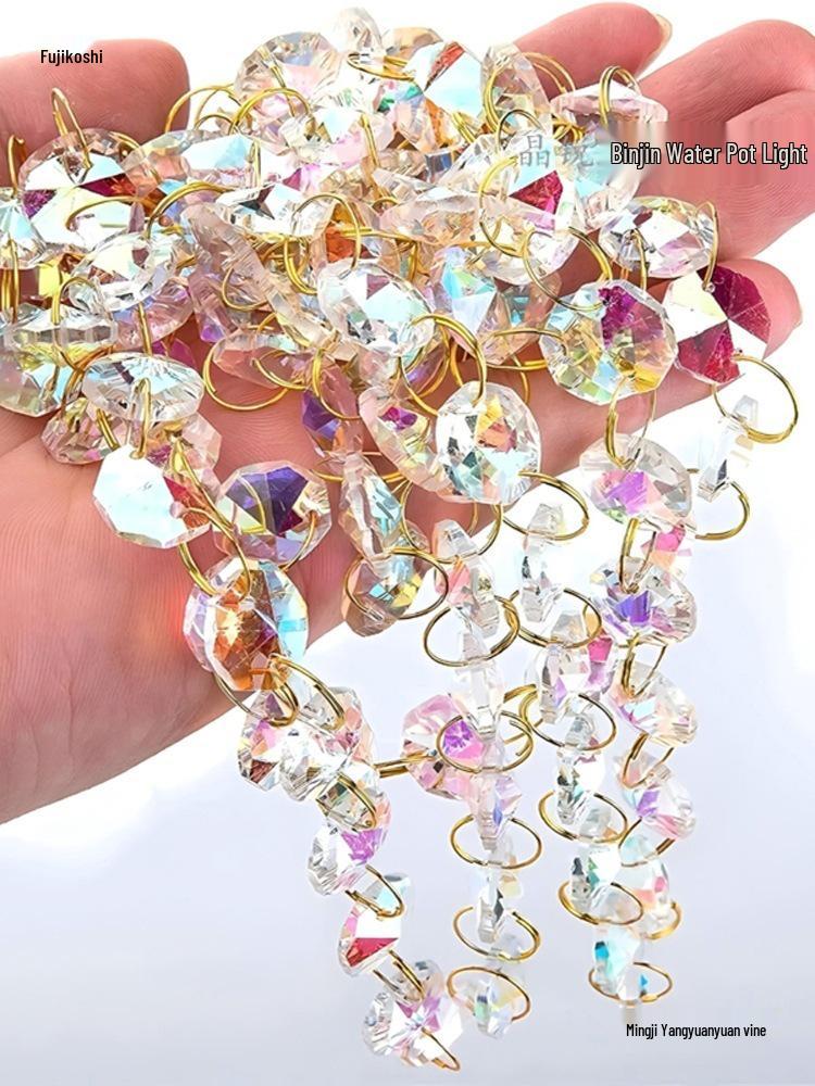 Mărgele Premium din Sticlă de Cristal Octogonale pentru Perdele și Decorațiuni de Iluminat DIY, 12-18mm, Mărgele Vrac