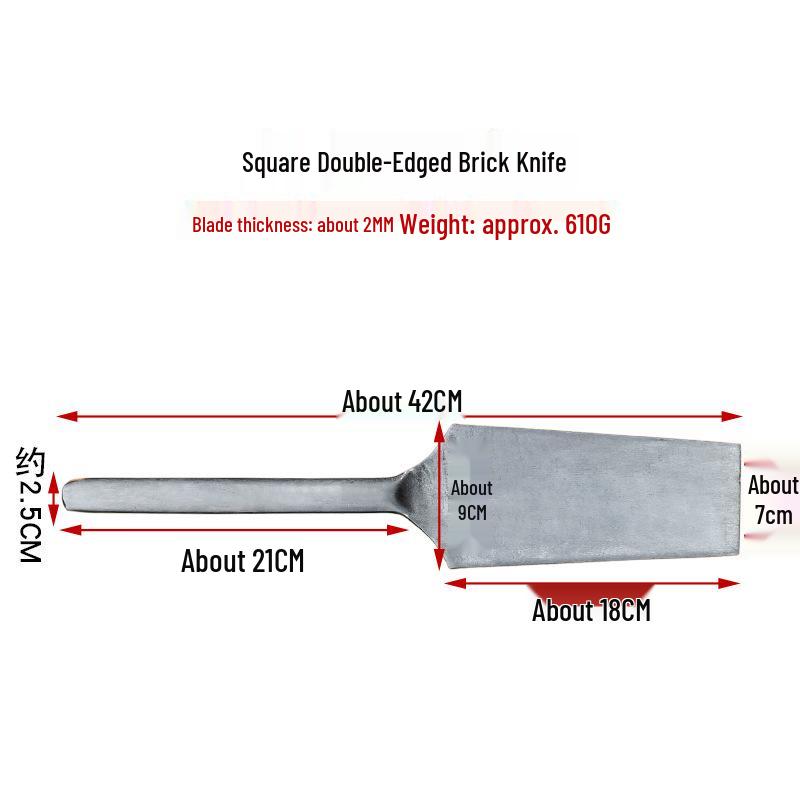 Double-Sided Brick Knife - Manganese Steel Trowel for Plastering, Cutting Bricks, and Wall Laying