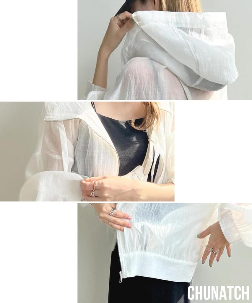 Chunacchi Sheer Hooded UV UV Air Conditioning Sheer Perfect for or Any Cute Parka, Lightweight, Protection, See-Through Jacket, Thin, Spring, Summer,