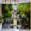 2PC Home Forest Waterfalls Curtains With Landscape Background And Pole Pocket Curtains, Kitchen, Coffee Shop, Living Room, Bacon