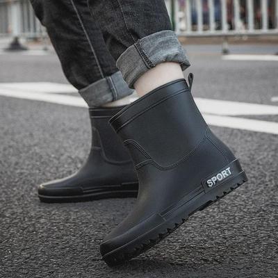 Heren Antislip Waterdichte Rubberlaarzen - Mode Mid-Tube Laarzen voor Vissen, Keuken en Werk met Fluweelvoering