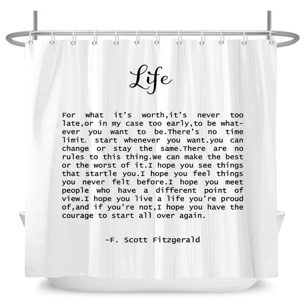 

Famous Dictum Art Printing Shower Curtain,Simple White Decor Bathroom Shower Curtains With Hooks,Waterproof Bathroom Curtains W60H190(CM)-1 Pcs