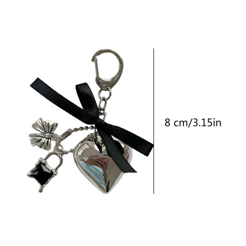 Delicate Heart Bag Pendant Elegant Heart Keyring Stylish Bowknot Pendant Charm Accessory for Bag and Key