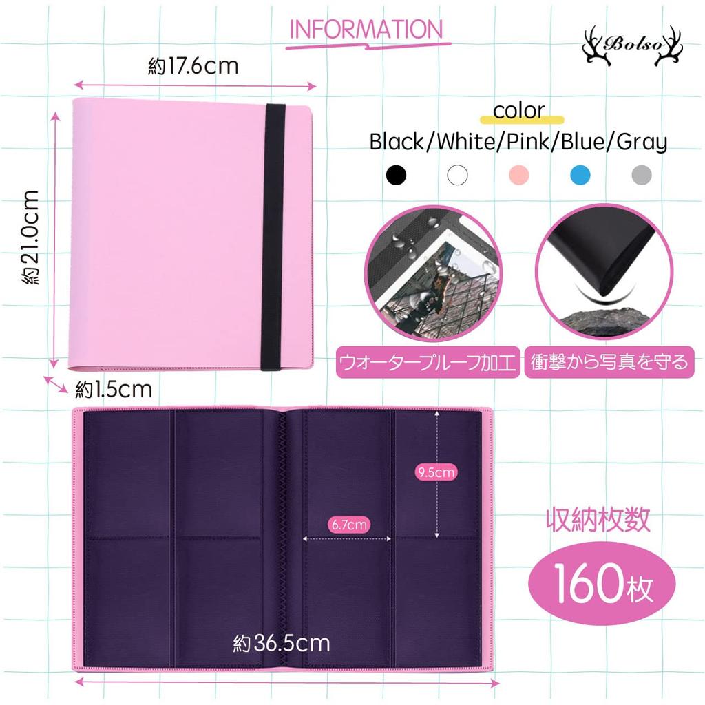 TASCHE Instax Album Polaroid Groß Schlank Instax Buch 160 Hülle, Aufbewahrung, Kapazität, Stilvoll, Datei, (Schwarz, Laken)