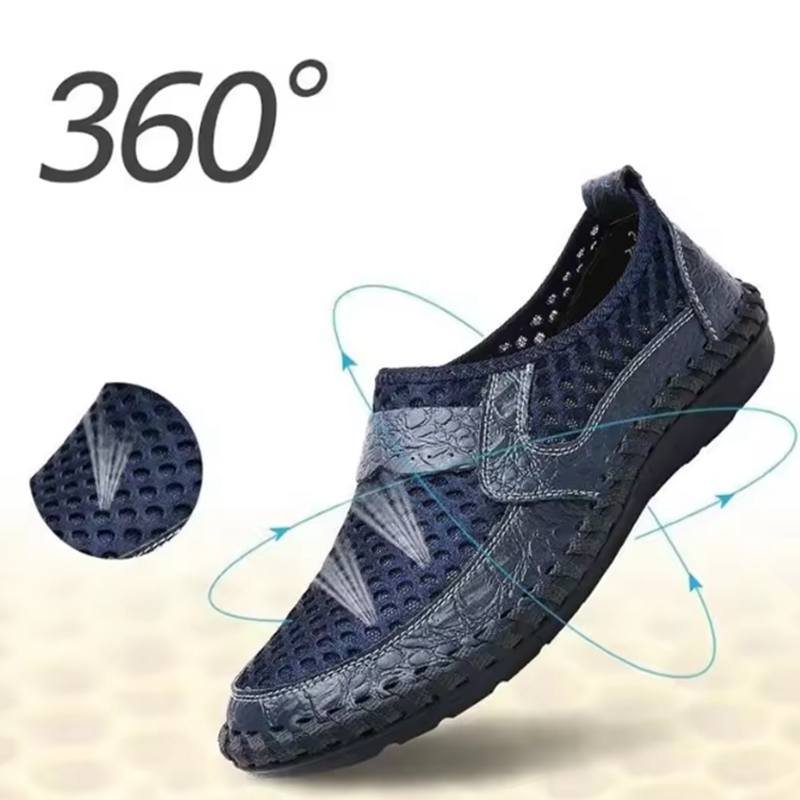 Mens Summer Breathable Mesh Shoes Big Size 46 Men Casual Leather Sneakers Male Trendy Driving Loafers Man Moccasin Boys Sneakers