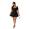 Plus Size French Square Neck Lace Dress Waist Fitted Slim Little Black Dress Sexy Backless Dress Fashion Elegant Comfortable Versatile Dress