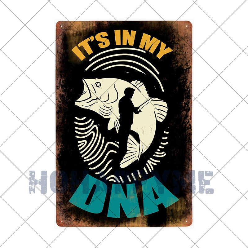 Fish Vintage Posters Sign Metal Plates Fisherman Fishing Solves Rules Classic Salmon Plaques Home Decoration Accessories 20X30CM
