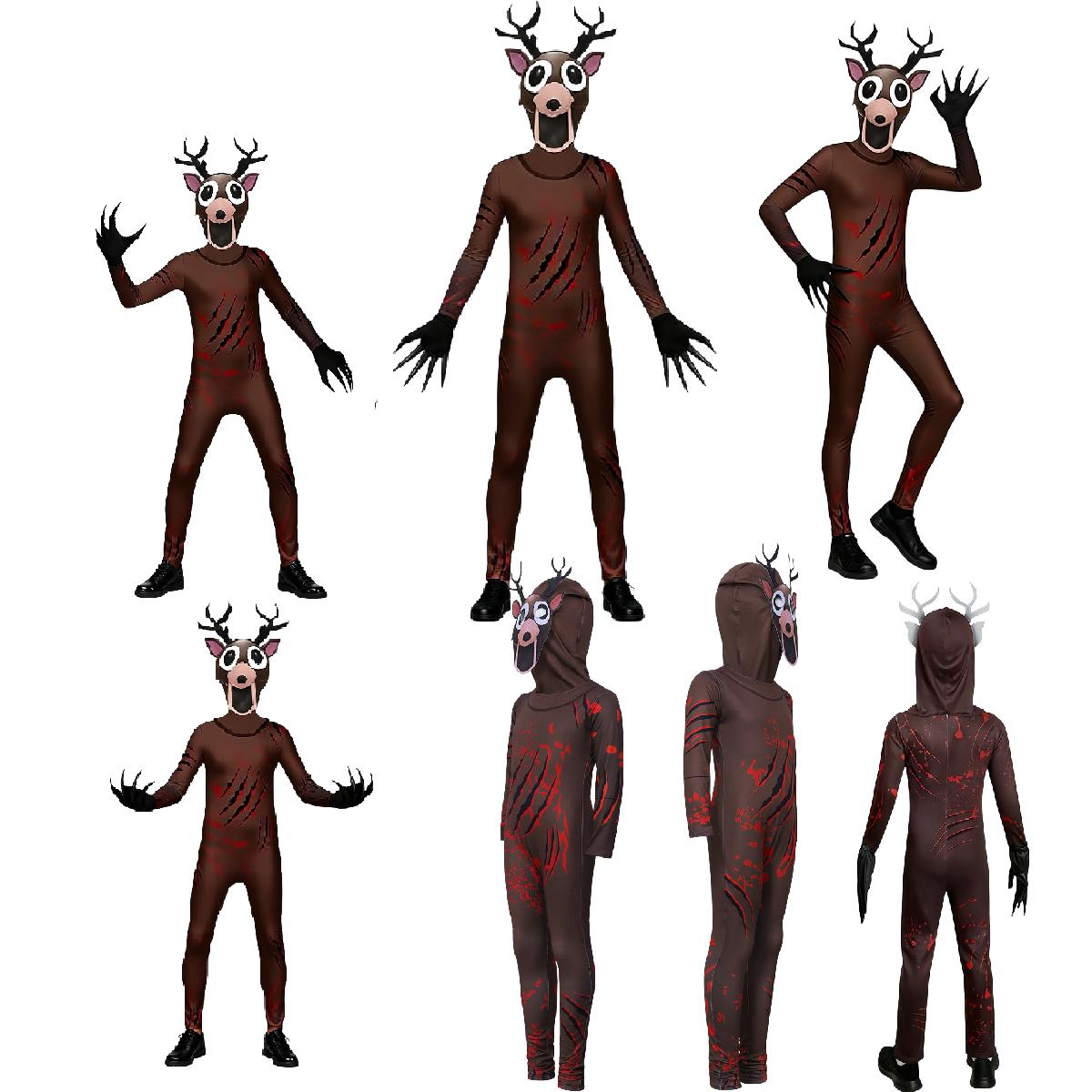 Helenal Unisex Cosplay Nights In The Forest Deer Costume Animal Kids Jumpsuit Halloween Party Outfit 99 Entertaining Safe Kid Friendly Fun Cm