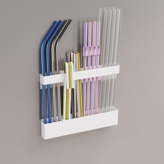Magnetic Straw Holder Reusable Tumbler Straws Storage Dispenser Large Capacity Easy to Install Space-Saving Straw Organizer