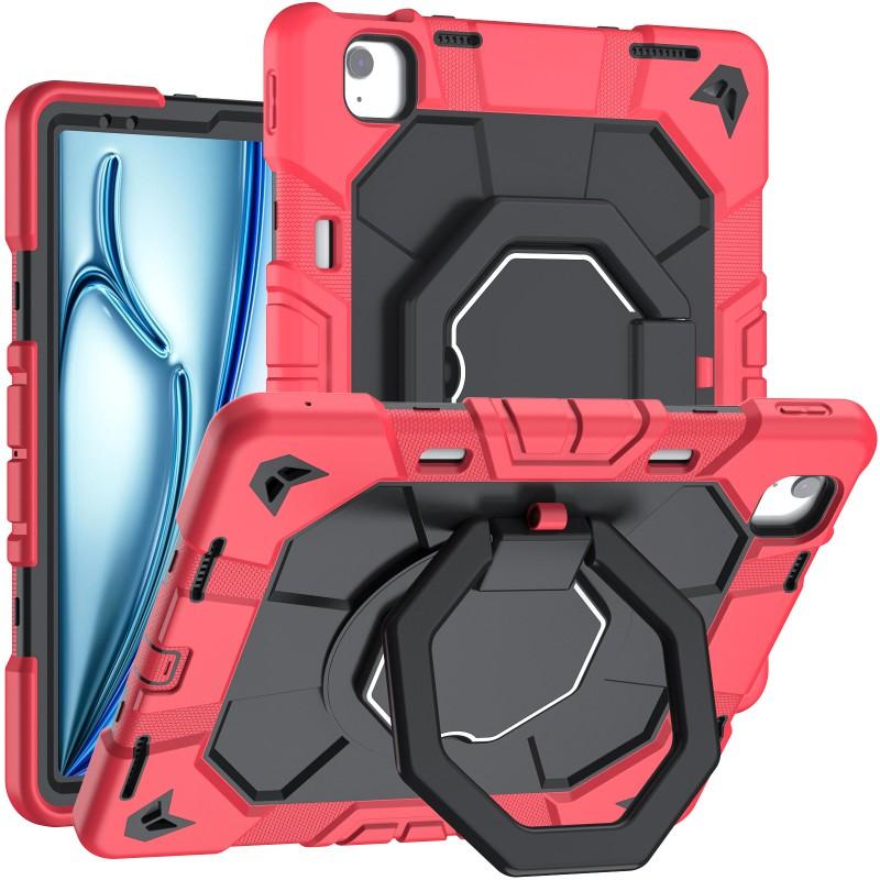 IPad Air 13-inch M3 M4 Case With 360 Rotating Stand Shockproof PC Silicone Hybrid Cover Hand Strap Carry Handle