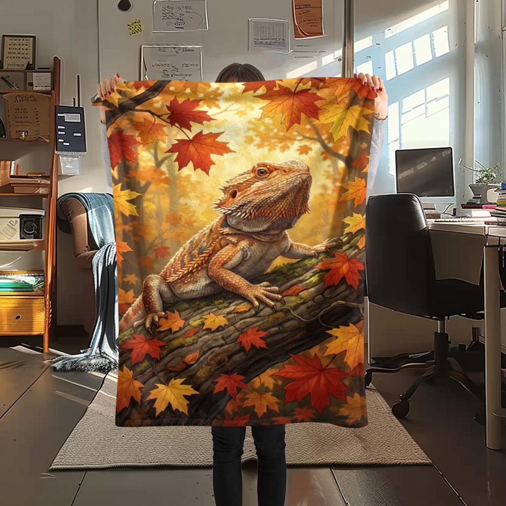 

1PC Animals and Autumn Print FlAannel Blanket, High quality Comfortable for All Seasons, Home Decor, Warmth and Comfort 80cm x 120cm