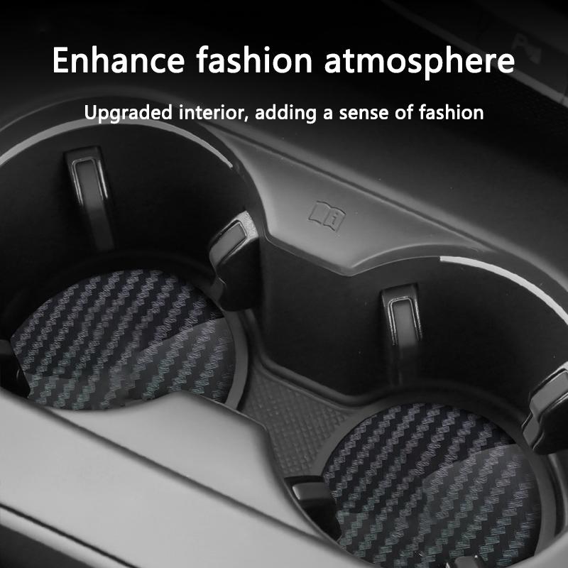 2Pcs Car Carbon Fiber Pattern Coaster Non Slip Water Cup Mat Anti-Dirt For Opel Insignia Astra J Zafira Corsa D Mokka Meriva OPC