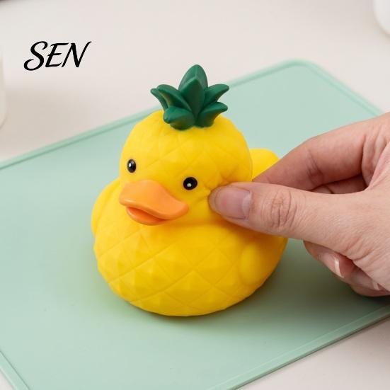 Portable Stress Relievers Pineapple Duck Squishy Toy, Slow Rebound Relief Squeeze Cute Safe Soft Toys for Toddlers Yellow Fidget Sensory Decompression