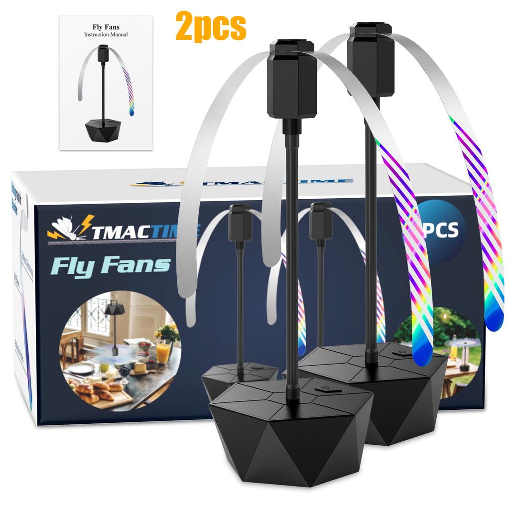 Fly Fans for Table, Soundless Fly Repellent Fan with Soft Blades and Hanging Hook, Handy for Outdoor Use Restaurant BBQ Picnic