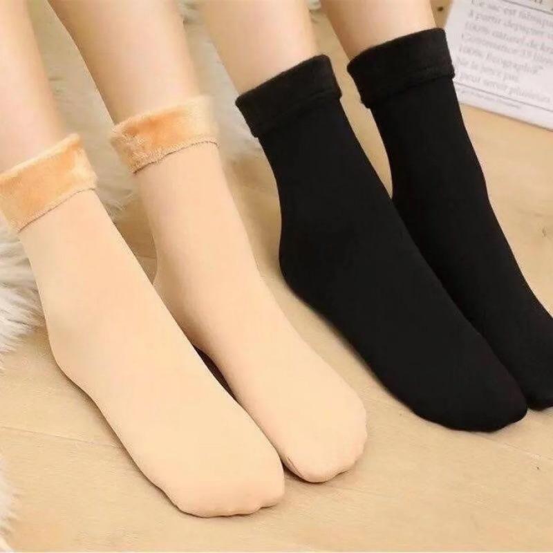 Velvet Women Winter Warm Thicken Thermal Socks Soft Casual Solid Color Sock Wool Cashmere Home Snow Boots Floor Socks