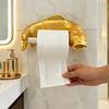 Portarrollos de Papel Higiénico Carpa Dorada Montado en la Pared Dispensador Decorativo de Papel de Cocina con Diseño de Pez para Baño Cocina Decoración