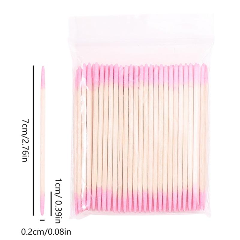 1/2/5/10Bags Pink Wooden Tip Cotton Stick Long 7Cm Wooden Handle Tip Semi Permanent Embroidered Cotton Swabs