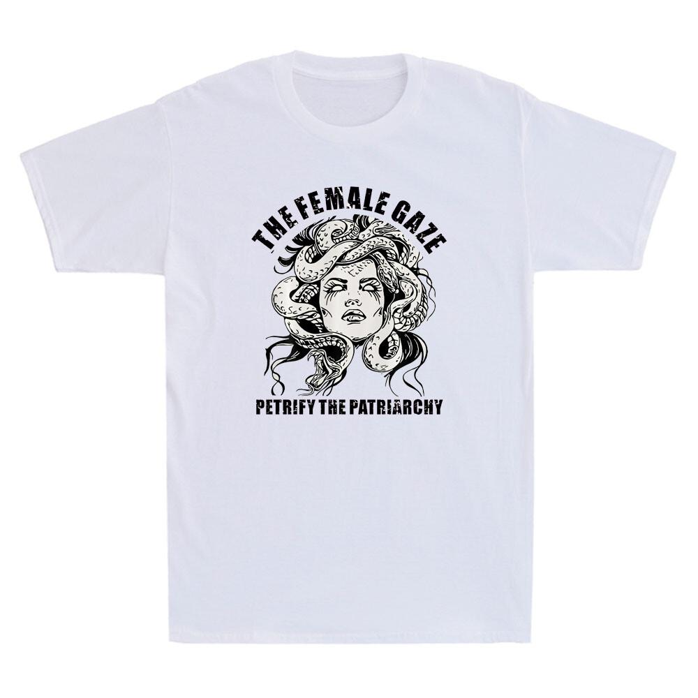 The Female Gaze Petrify The Patriarchy Funny Greek Mythology Retro Men s T-Shirt S