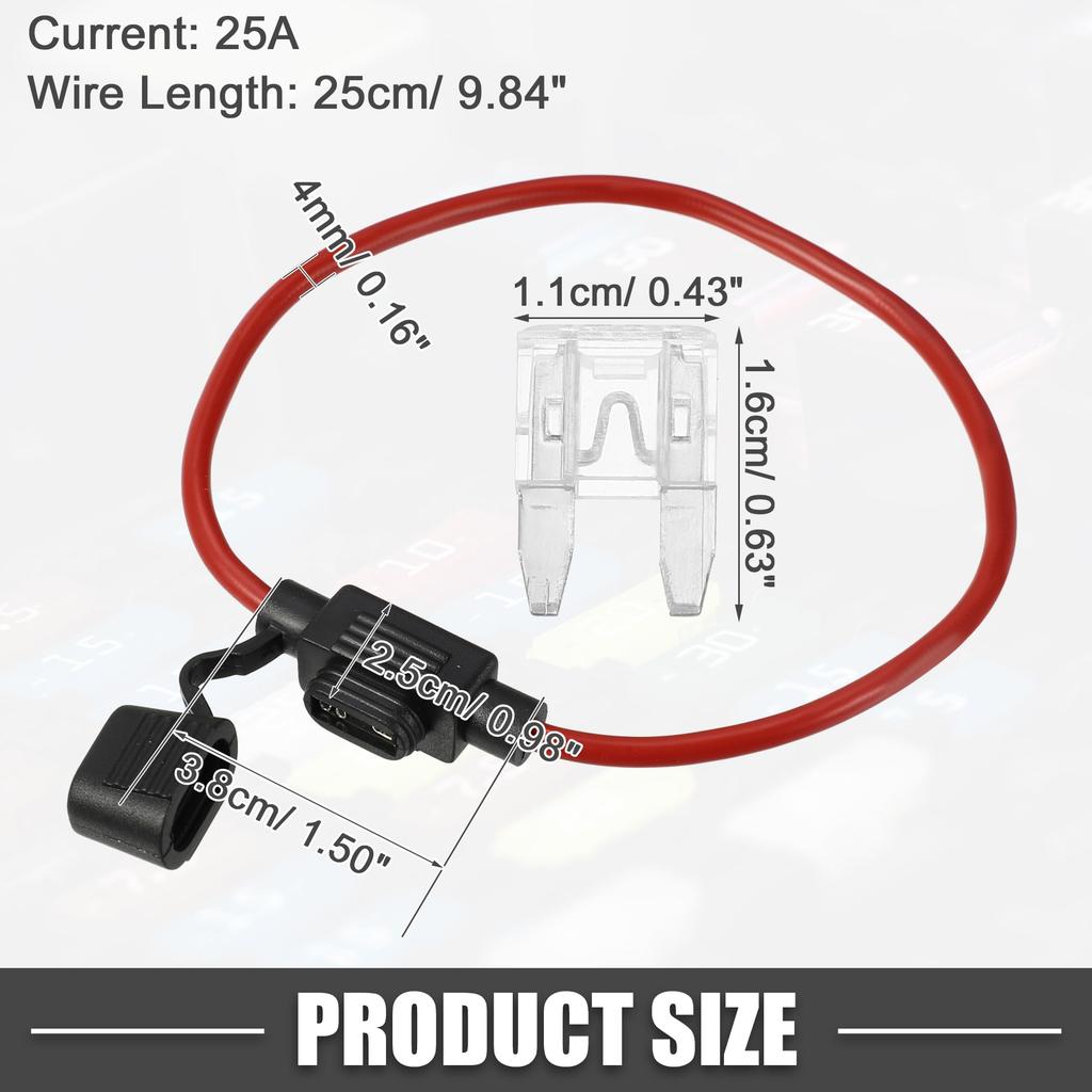 A ABSOPRO Fuse Holder 25A Mini Style Fuse 12 AWG Fuse Holder Waterproof