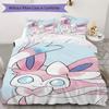 Sweet Sylveon Print Bedding Set 3Pcs Duvet Cover Pillow Shams Bedroom Decor for Anime Lovers
