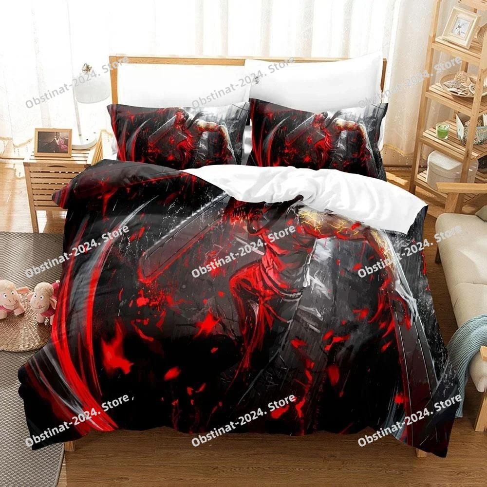 3D Druck Anime Chainsaw Man Makima Bettwäsche-Set, Bettdeckenbezug Bett-Set Steppdeckenbezug Kissenbezug, King Queen Twin Größe Jungen Mädchen Erwachsene