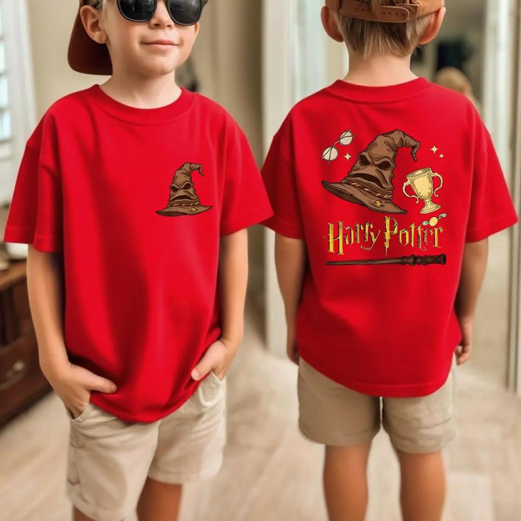 Autorizovaný produkt Warner Bros., Oboustranné tričko Harry Potter, Unisex čisté tričko s krátkým rukávem pro chlapce a dívky