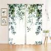 Nordic Fresh Green Leaves Print Curtains Modern Botanical Window Drapes 2 Panels Living Room Bedroom Curtains