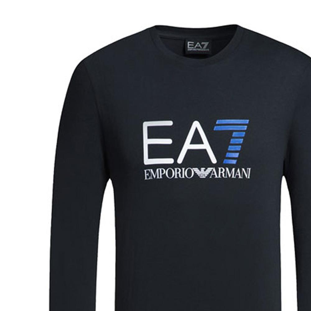 Emporio Armani EA7 SS22 Letter Logo Printed Pullover Crew Neck Long Sleeve Sweatshirt Men Sweatshirt Black 6YPTC1-PJH7Z-1200