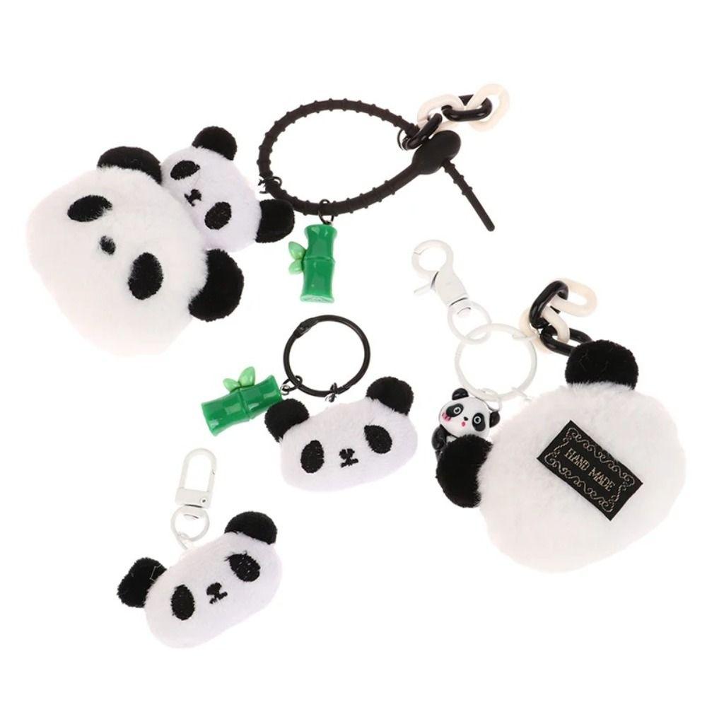 Cartoon Bamboo Tube Panda Keychain Cute Panda Keychain Kawaii Animal Pendant  Hanging Accessory