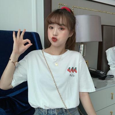 Summer new small fresh and cute age-reducing printing loose student backing short-sleeved T-shirt top women's ins