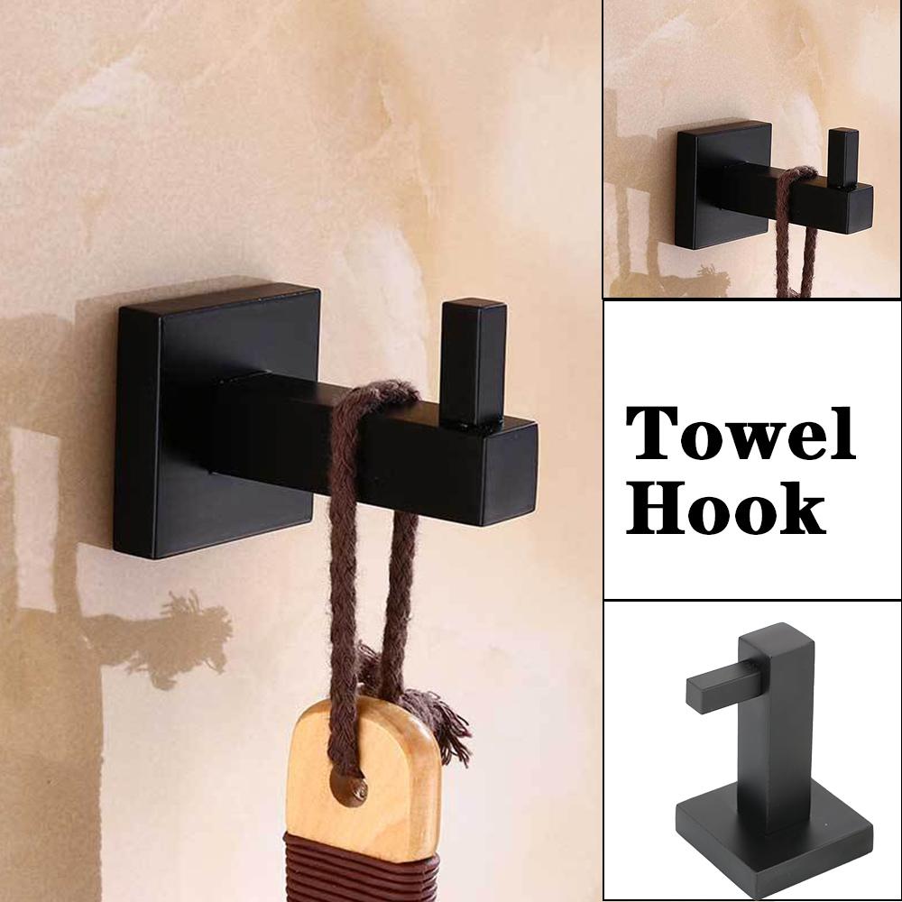 

Single Robe Hook Stainless Steel Kitchen Hooks Wall Mounted Black Painted Clothes Hat Towel Hanger Bathroom Hardware