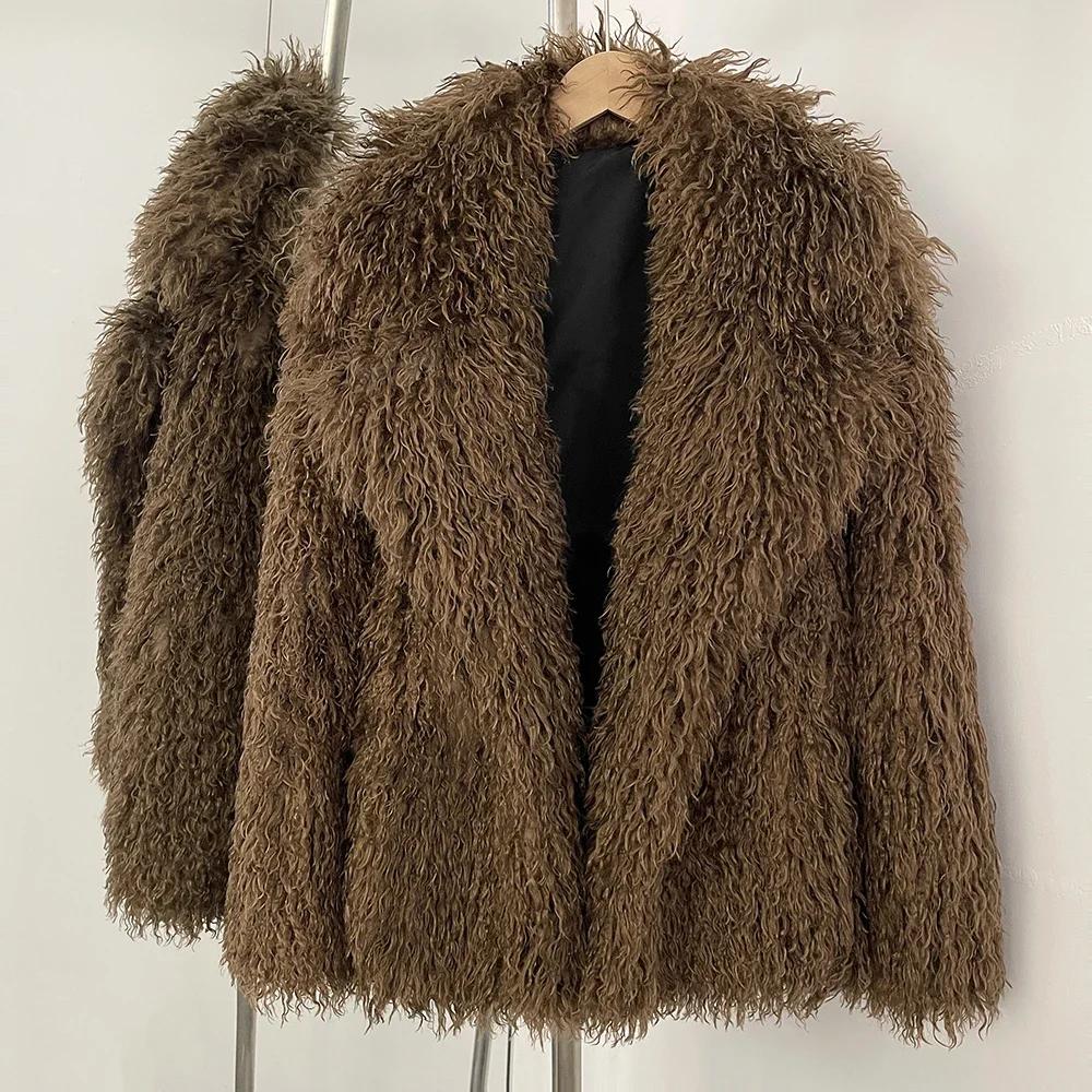 Manteau en fourrure écologique pour femme en hiver à manches longues veste chaude dame de bureau chic vêtement d'extérieur