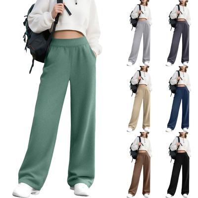 Women's Fashion Loose Solid Color With Pockets Elastic Waist Sports Casual Pants
