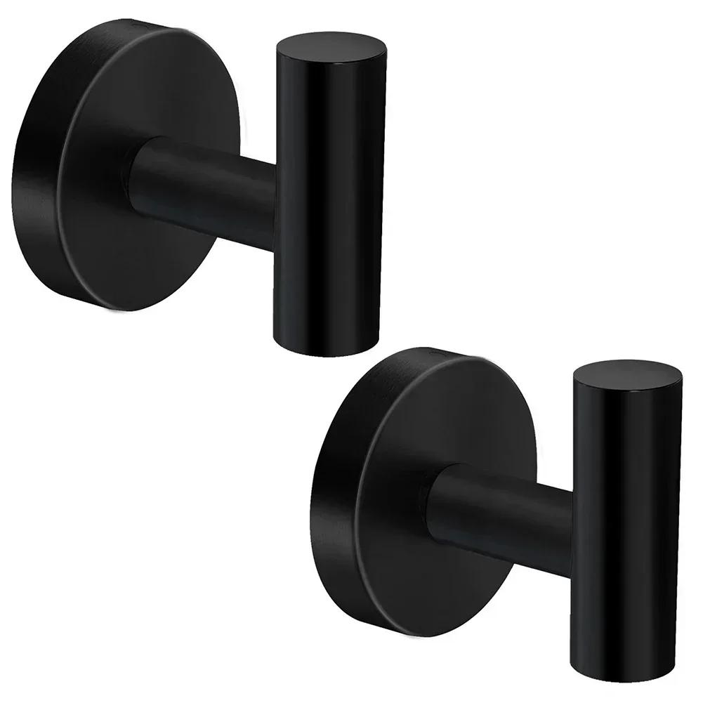 2Pcs Polished Bathroom Towel Hooks Stainless Steel Coat Robe Hook Wall Hanger with Screws Towel Rack Hang Hook for Hotel Kitchen