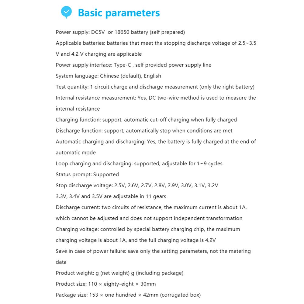 Lithium battery capacity tester with 1.77" screen