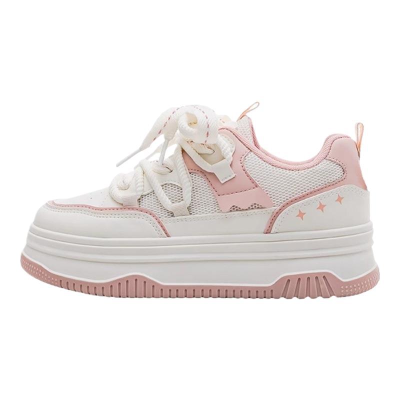 Student Versatile Platform White Shoes Women's 2025 Summer New Popular Mesh Breathable Board Shoes Casual Campus Women's Shoes