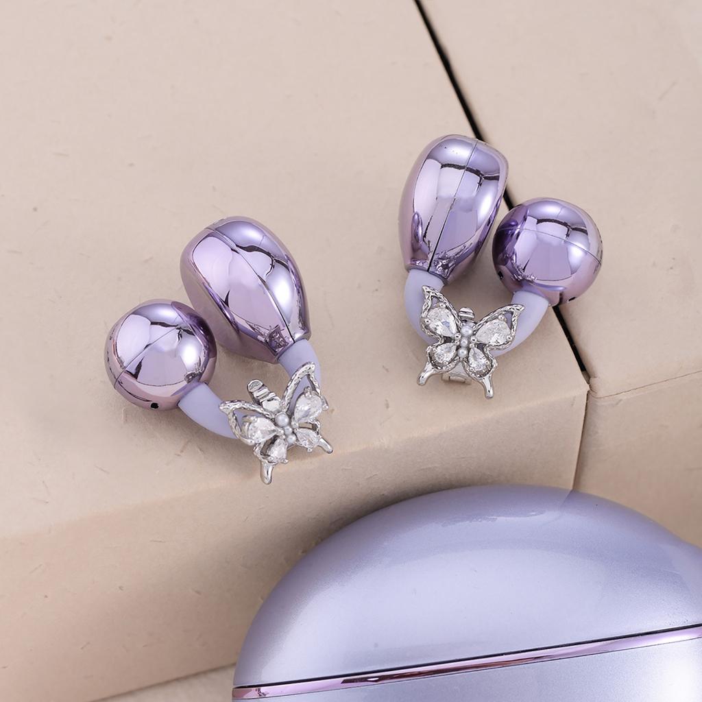 Electroplated Coppers Ear Clip With Pearls Butterfly Design Easy Installation For Headphones