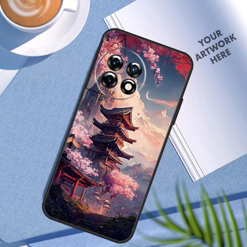 Japanese Art Temple Sakura Case For OnePlus Nord CE 5 3 4 Lite N20 N30 OnePlus 15 13 12 11 8 9 10 Pro 10T 13R 13T Cover